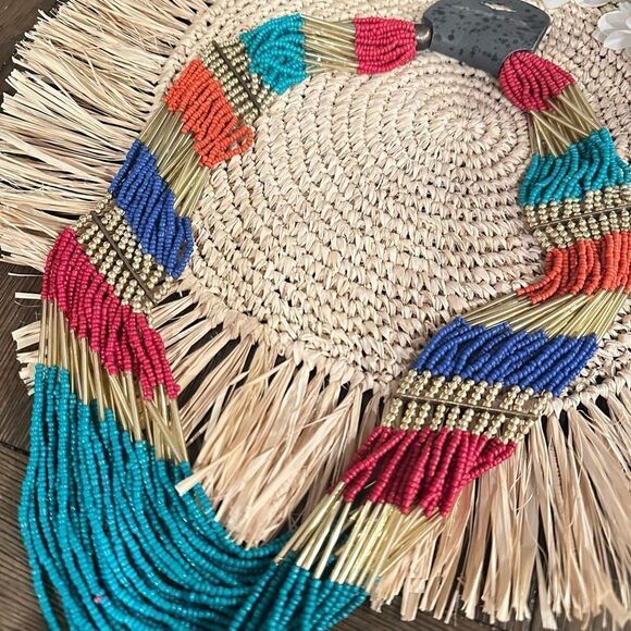 Avenue Multicolored Multistrand Beaded Statement Chain Necklace‎ - Picture 2 of 4